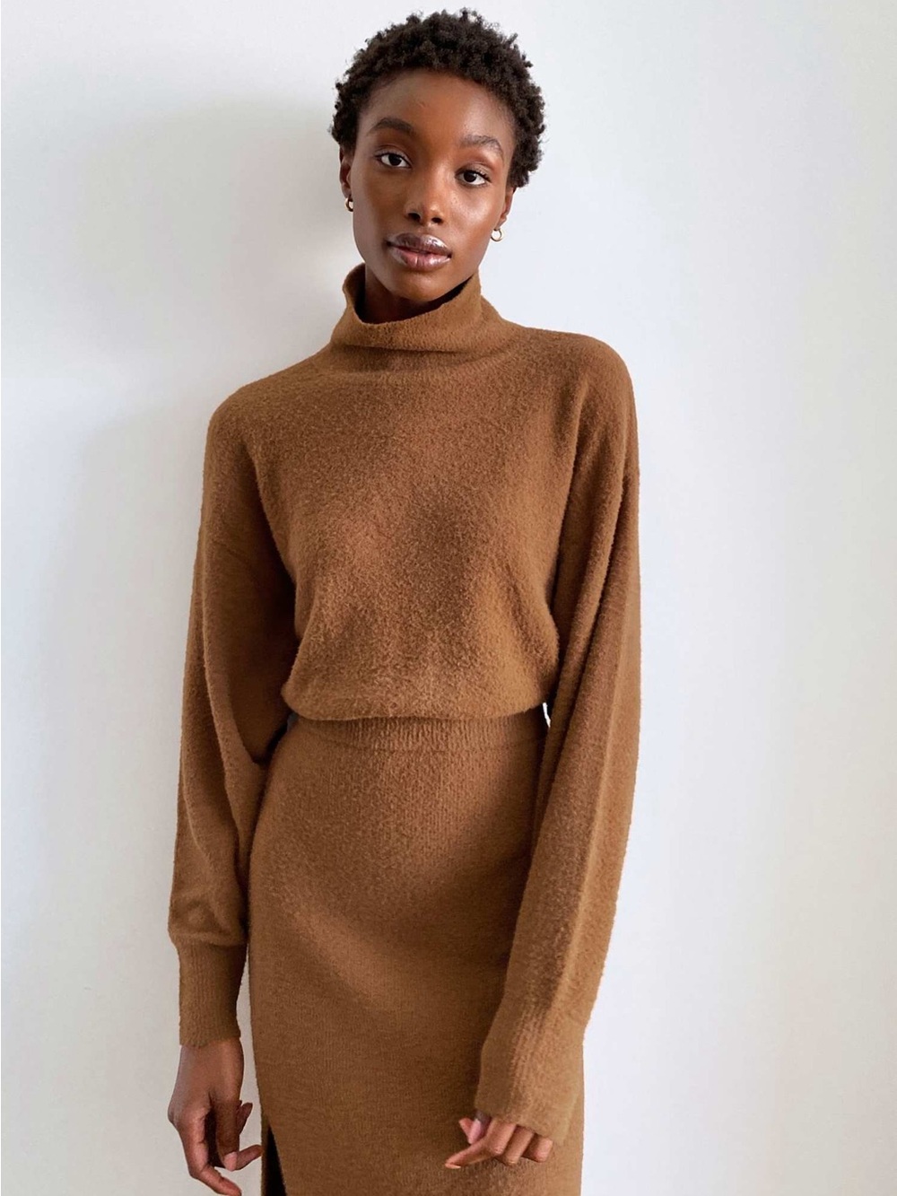 Wilfred hush knit turtleneck sweater brown size extra small